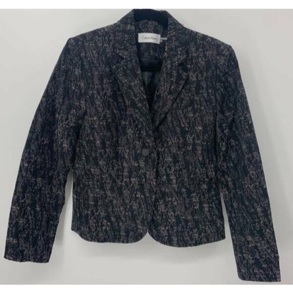 Calvin Klein Jacket Blazer 6 Black Jacquard Women - Picture 1 of 9